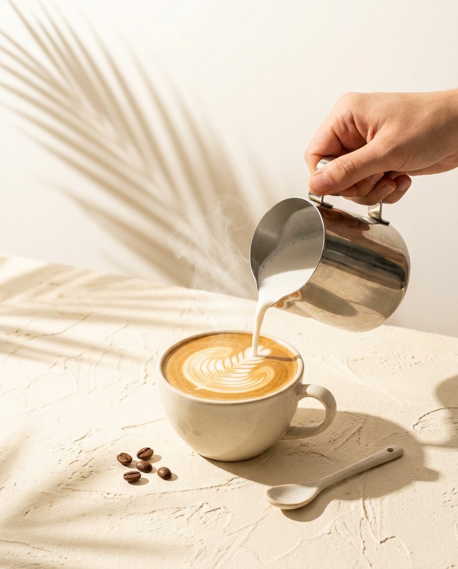 Barista preparando un capuchino en El Café de UIRA